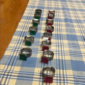 Vintage Pier 1 Imports Napkin Ring Bundle – 14 Glass & Metal Holders 90s